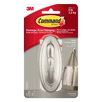 Command™ Brushed Nickel Decorative Hook