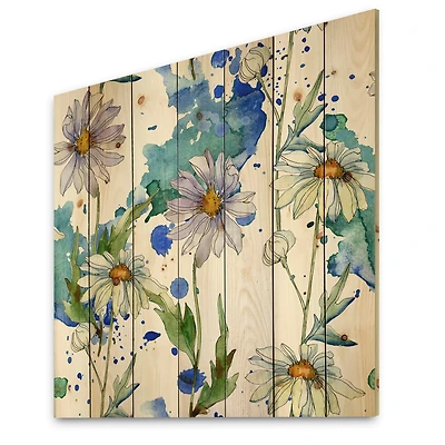Designart - Daisies With Green Leaves II