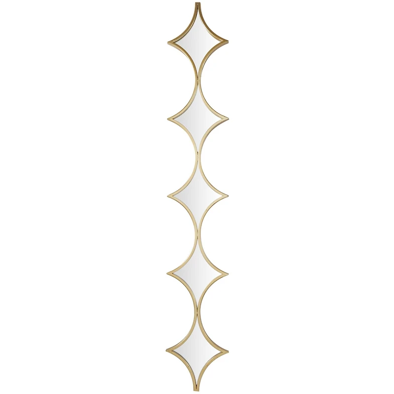 Gold Metal Slim Stacked Chain 5 Layer Wall Mirror with Diamond Pattern 10" x 1" x 59"