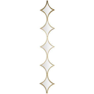 Gold Metal Slim Stacked Chain 5 Layer Wall Mirror with Diamond Pattern 10" x 1" x 59"