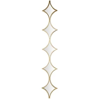 Gold Metal Slim Stacked Chain 5 Layer Wall Mirror with Diamond Pattern 10" x 1" x 59"