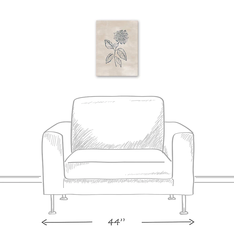 Blye Hydrangea Drawing 12" x 16" Canvas Wall Art