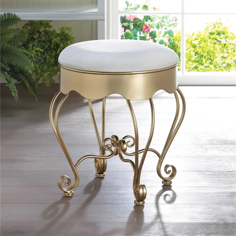 18" Gold Scrollwork Stool