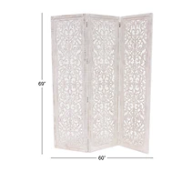 White Mango Wood Farmhouse Room Divider Screen, 69 " x 60 " x 1 "
