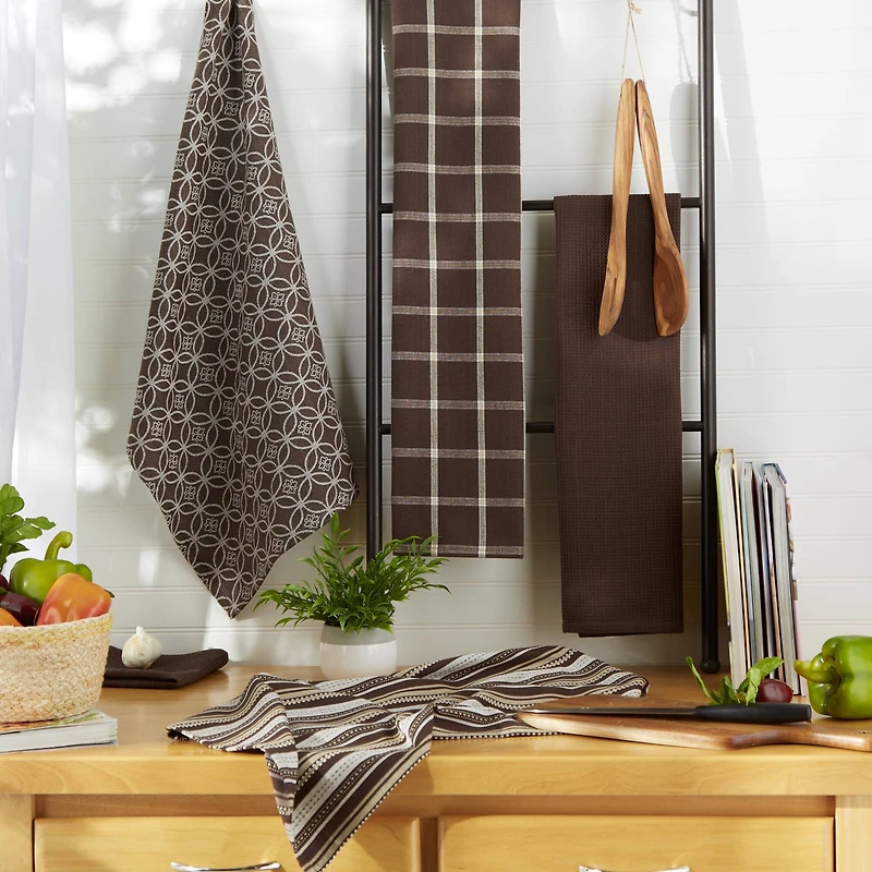 DII® Assorted Dark Brown Dishtowel & Dishcloth (Set of 5)