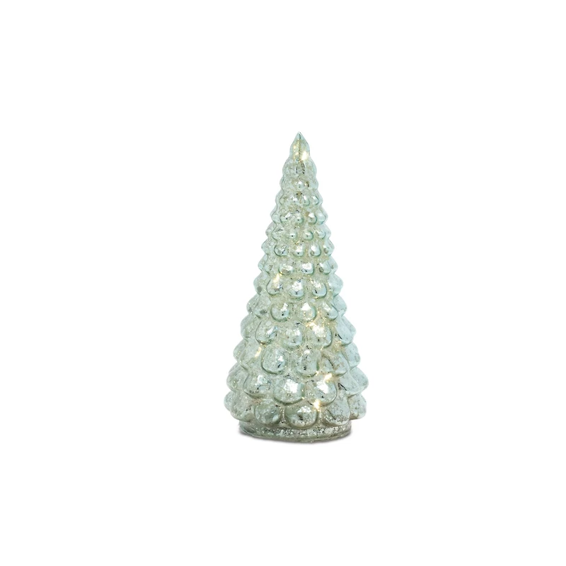 Green Mercury Glass LED Tree Set