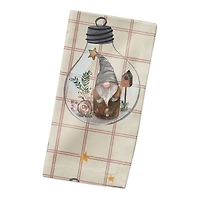 Cream & Red Check Gnome Globe Pattern Cotton Twill Napkin