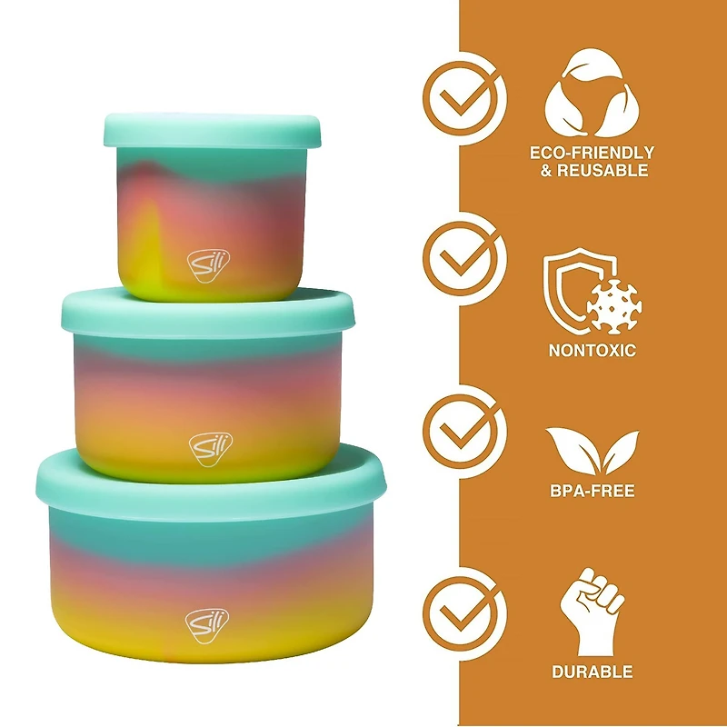 Silipint® 3-Piece Silicone Lidded Bowl Set