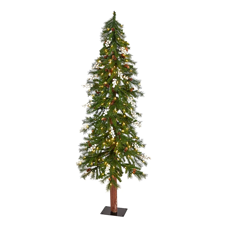 6ft. Pre-Lit Alpine Artificial Christmas Tree, Warm White LED Lights