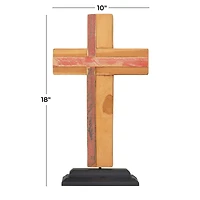 18" Brown Wood Modern Cross Sculpture