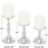 Silver Aluminum Pillar Candle Holder Set