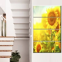 Designart - Bright Sunflowers Blooming on Field