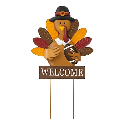Glitzhome® 30" Thanksgiving Turkey Metal Yard Stake or Hanging Wall Décor