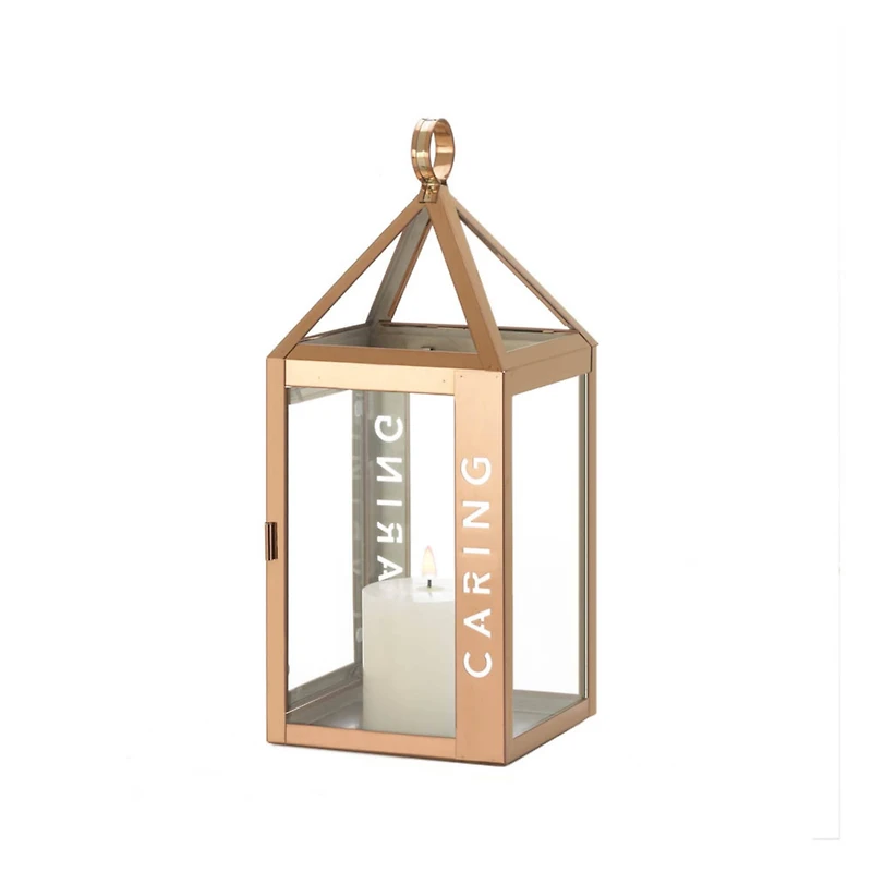 13.75" Rose Metal Frame Caring Lantern
