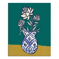 Beige Floral Chinese Vase 16" x 20" Canvas Wall Art