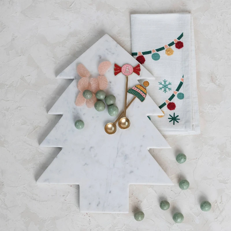 Hello Honey® 13.5" White Marble Tree Shaped Cheese & Cutting Board