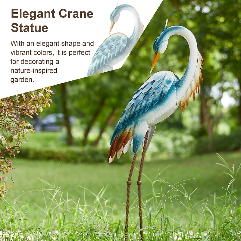 Glitzhome® 38.5" Metal Standing Crane Garden Statue with Stakes