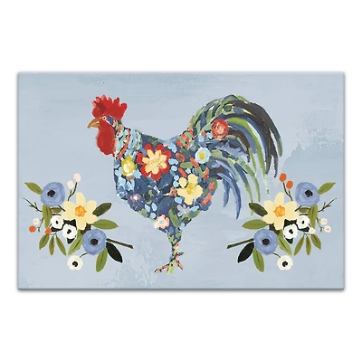 Floral Rooster 18" x 12' Canvas Wall Art