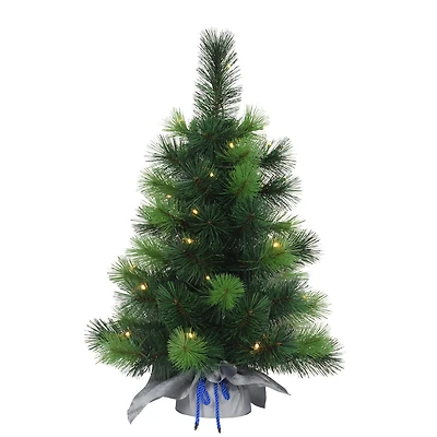 2ft. Pre-Lit Table Top Artificial Christmas Tree In Silver Sack