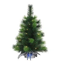 2ft. Pre-Lit Table Top Artificial Christmas Tree In Silver Sack