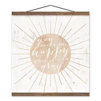 You Make Me Happy Teak Hanging Canvas