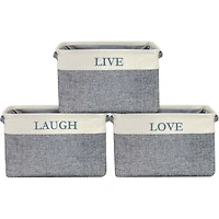 Sorbus 11" Gray Twill Caps Love Live Laugh Storage Basket Set