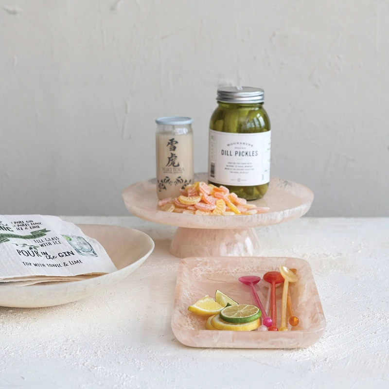 Hello Honey® 11" Blush Pink Matte Marbled Food Pedestal