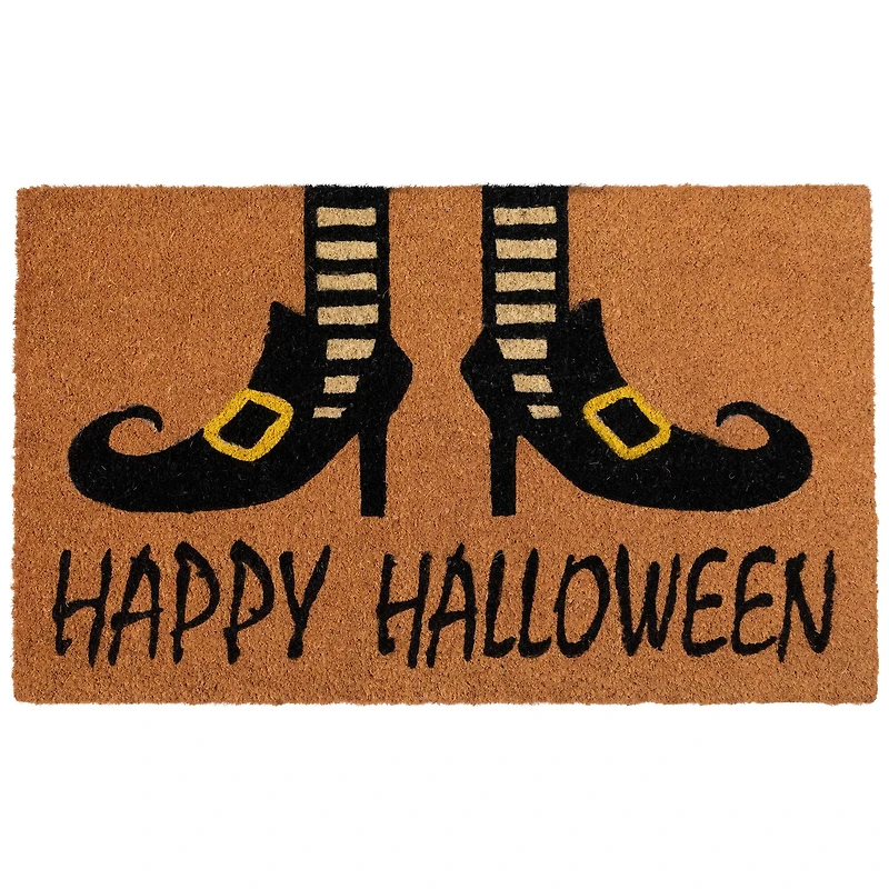 Wicked Witch Shoes "Happy Halloween" Coir Doormat, 18" x 30"