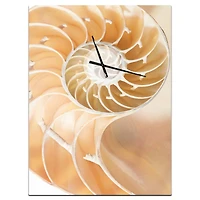Designart Brown Nautilus Shell Pattern Wall Clock