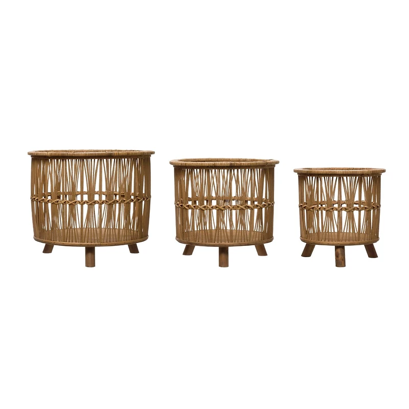 Hello Honey® Woven Bamboo Footed Baskets Set