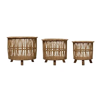 Hello Honey® Woven Bamboo Footed Baskets Set