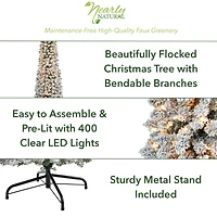 7ft. Pre-Lit Flocked Pencil Artificial Christmas Tree with Clear LED Lights