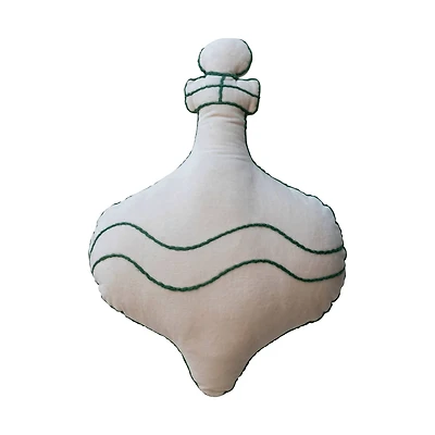 Hello Honey® 15" Natural & Green Ornament-Shaped Cotton Velvet Throw Pillow