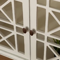 Walker Edison 32" Antique White Fretwork Accent Storage Cabinet