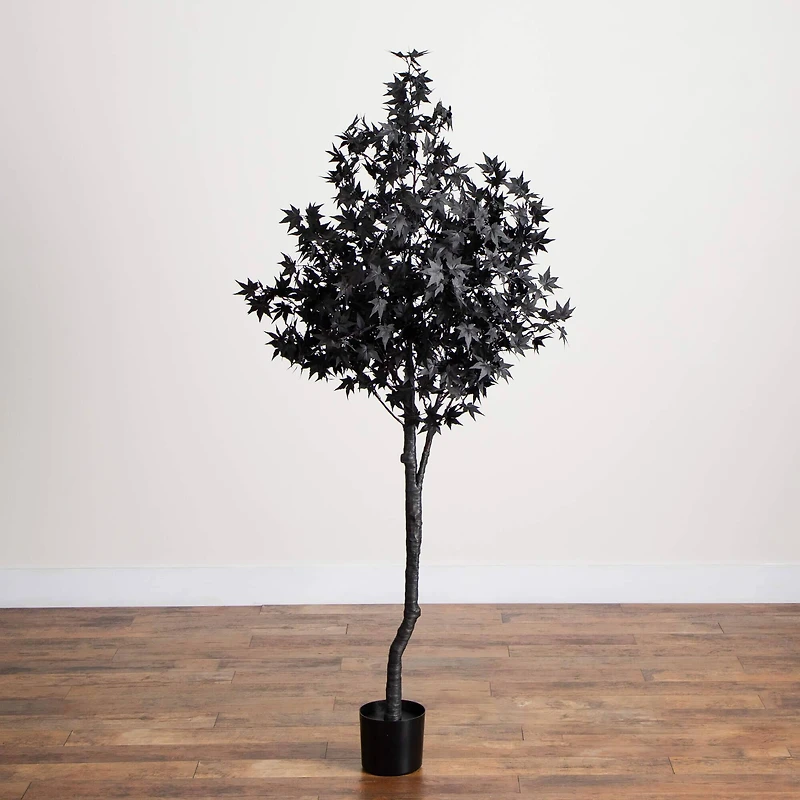 6ft. Pre-Lit Artificial Halloween Black Maple Tree with 300 Orange & Purple LED Lights