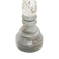 20" White & Gray Wood Farmhouse Candlestick Holder Set