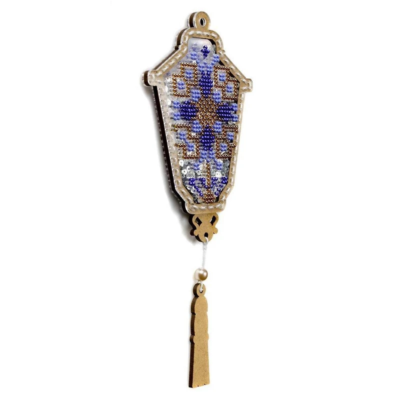 Wonderland Crafts Blue Lantern Christmas Ornament Bead Embroidery Kit