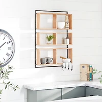 Brown Wood Industrial Wall Shelf, 35" x 24" x 6"