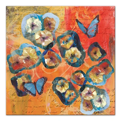 Blue And Orange Butterflies 24" x 24" Canvas Wall Art
