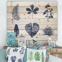 Designart - Abstract Blue Set Of Plant Leaves