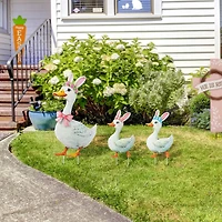Glitzhome® Set of 3 Easter Metal Duck Family Yard Stake