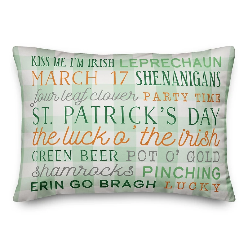 St Pat Words Buffalo Check Pillow 14" x 20" Throw Pillow