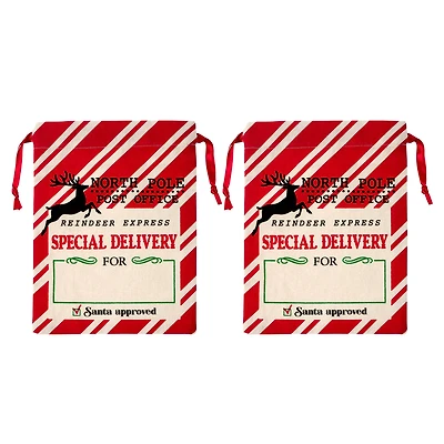 Small Red & White Stripes North Pole Santa Sacks, 2ct. by Celebrate It™