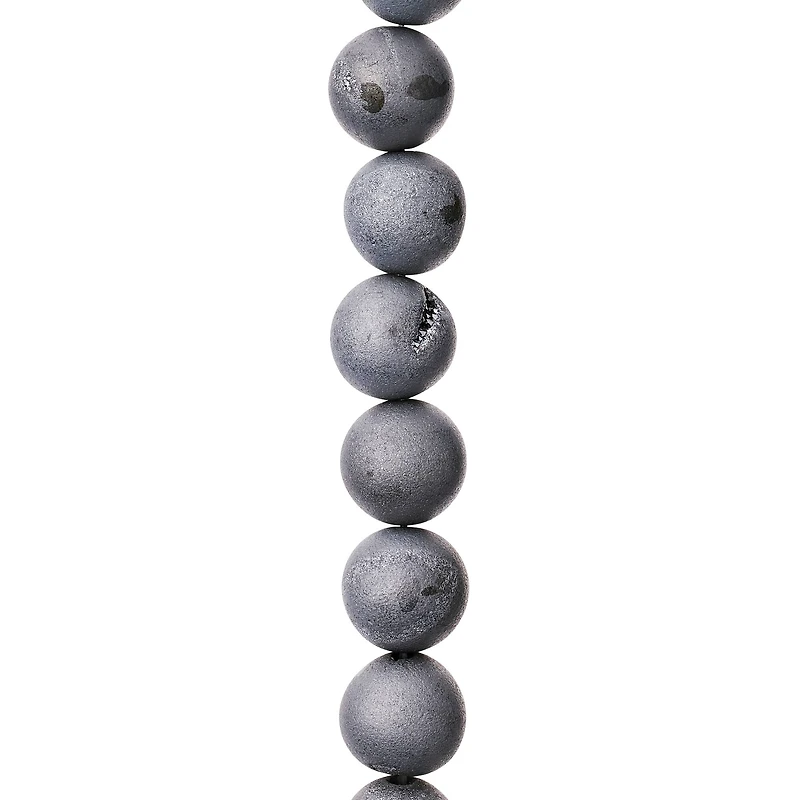 12 Pack:  Silver Druzy Agate Stone Beads, 10mm by Bead Landing™