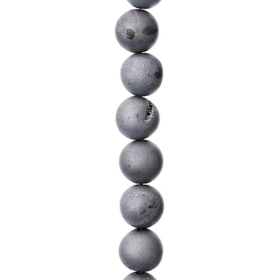 12 Pack: Silver Druzy Agate Stone Beads, 10mm by Bead Landing™