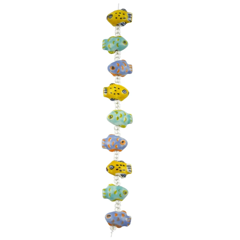 Painted Ceramic Fish Beads, 17mm by Bead Landing™