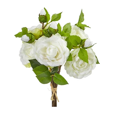 11" Camellia Artificial Flower Bouquet (Set of 4