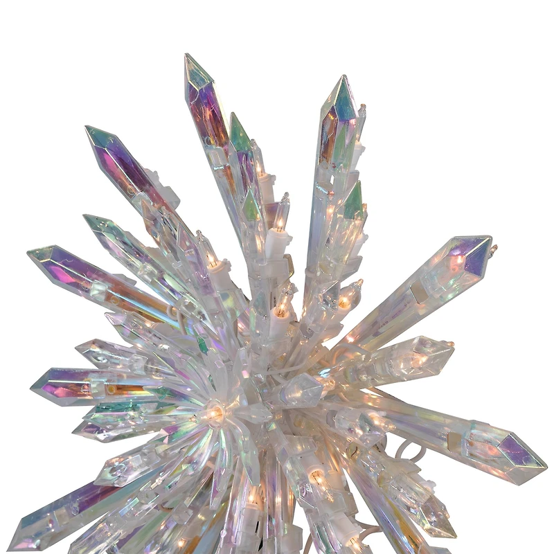 14" Lighted Iridescent Icicle Christmas Tree Topper, Clear Lights