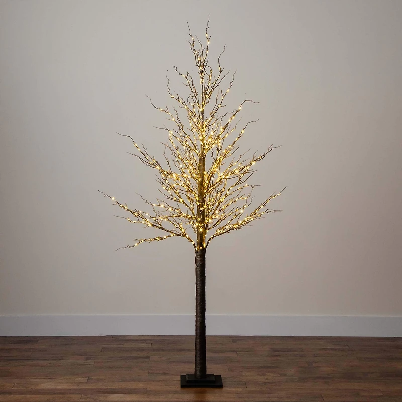 6ft. Pre-Lit Artificial Christmas Twig Tree, Warm White LED Lights