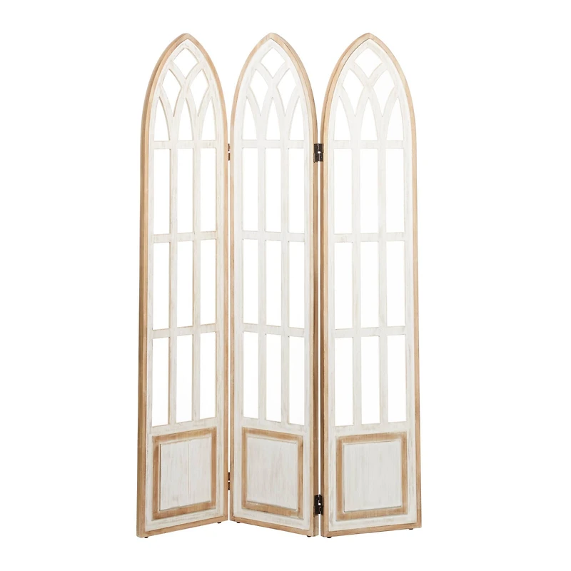 White Wood Farmhouse Room Divider Screen, 72" x 48" x 2"